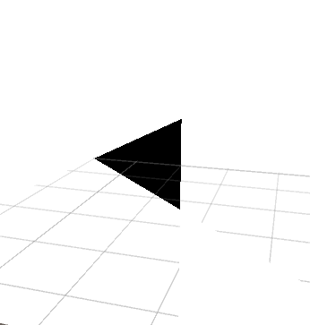 a black triangle on a white plane